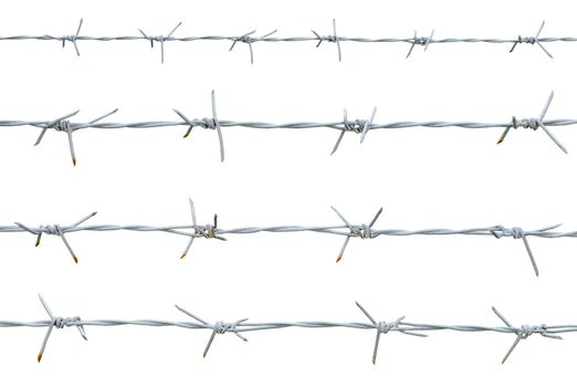 Rusty barbed wire isolated on white background. clipping path.