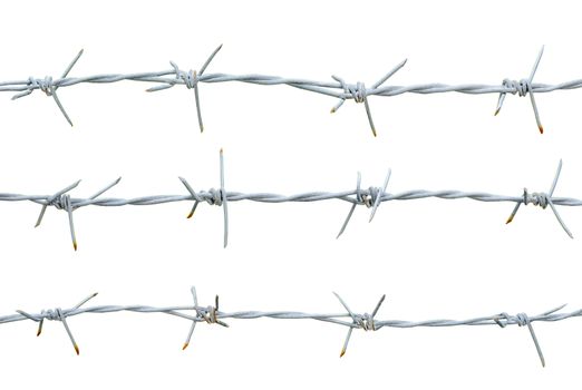 Rusty barbed wire isolated on white background. clipping path.