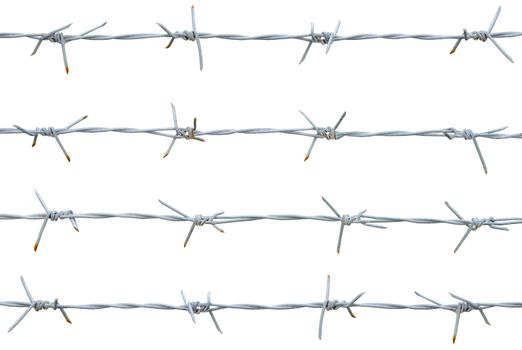 Rusty barbed wire isolated on white background. clipping path.