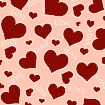 Red hearts and LOVE wording background
