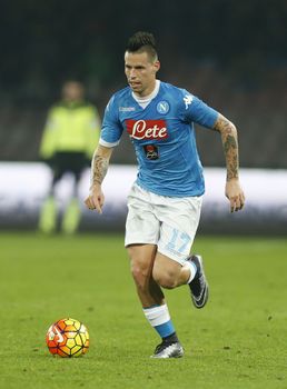ITALY, Naples: Napoli go to the top of the Italian Serie A after beating Inter Milan 2-1 on November 30, 2015 at the San Paolo Stadium in Naples, Italy. Marek Hamsik 
