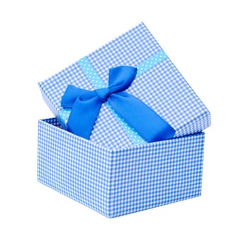 Blue gift box. Isolated on white background. clipping path.