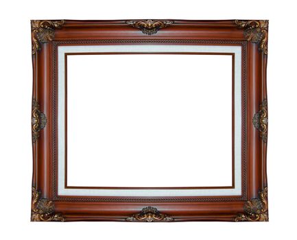Classic wooden frame isolated on white background, clipping path.