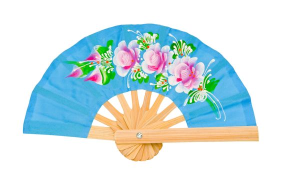 blue fan isolated on white background, blipping path.