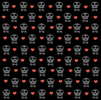 skulls pattern, abstract seamless texture; art illustration