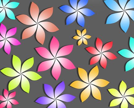 colorful flowers background pattern style on black background
