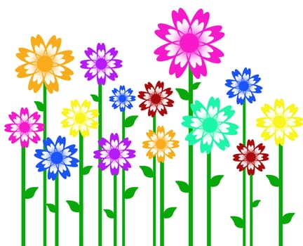 colorful flowers background pattern style on white background