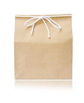 recycle brown paper bag on white background