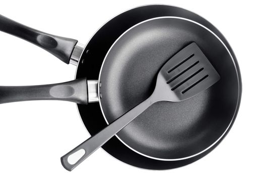 Teflon pans isolated on white background