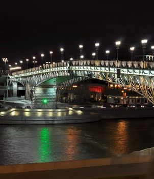 Night view to the Patriarchal bridge. Moscow. Russia