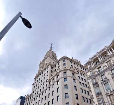 the majestic old office building in Madrid, Spain