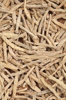 Dry Ginseng roots in Asian food market