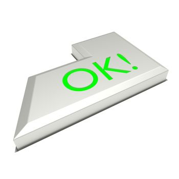 Enter key button, OK sign, on white background.