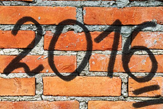 Happy New year 2016, inscription on the wall