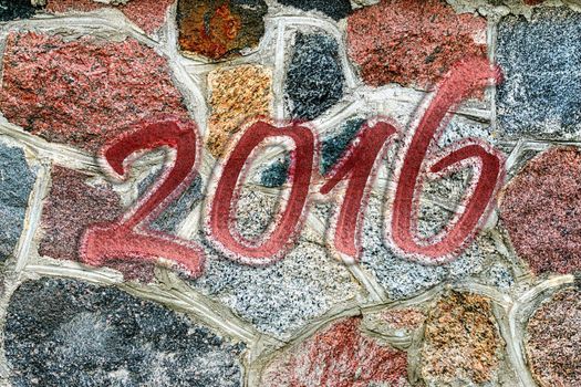 Happy New year 2016, inscription on the wall