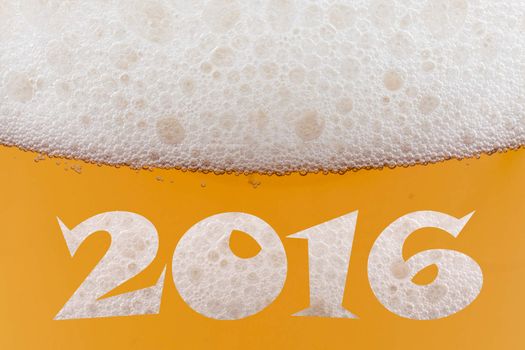 Happy New year 2016, inscription on the beer