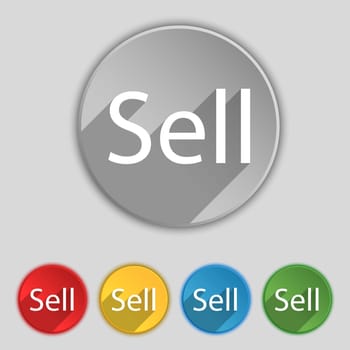 Sell sign icon. Contributor earnings button. Set of colored buttons. illustration