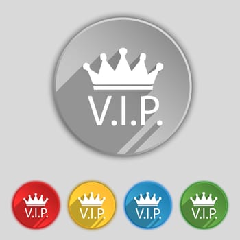 Vip sign icon. Membership symbol. Very important person. Set of colored buttons. illustration