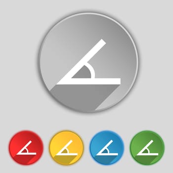 Angle 45 degrees icon sign. Symbol on five flat buttons. illustration
