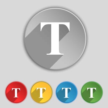 Text edit icon sign. Symbol on five flat buttons. illustration