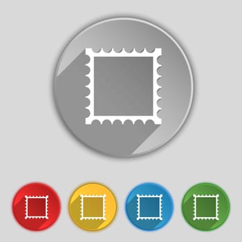 Photo frame template icon sign. Symbol on five flat buttons. illustration