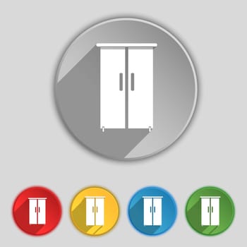 Cupboard icon sign. Symbol on five flat buttons. illustration