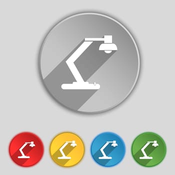 light, bulb, electricity icon sign. Symbol on five flat buttons. illustration