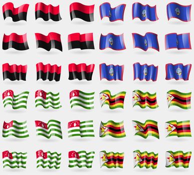 UPA, Guam, Abkhazia, Zimbabwe. Set of 36 flags of the countries of the world. illustration