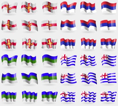 Guernsey, Republika Srpska, Komi, Ajaria. Set of 36 flags of the countries of the world. illustration