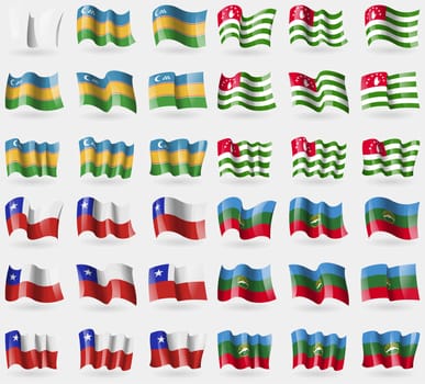 Karakalkastan, Abkhazia, Chile, KarachayCherkessia. Set of 36 flags of the countries of the world. illustration