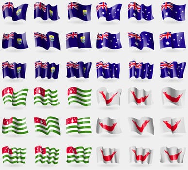 Saint Helena, Australia, Abkhazia, Easter Rapa Nui. Set of 36 flags of the countries of the world. illustration