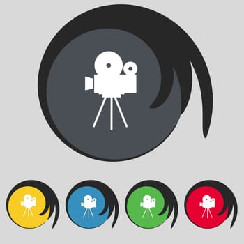 Video camera sign icon.content button. Set colourful buttons. illustration