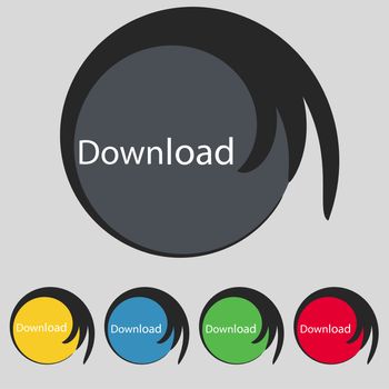 Download now icon. Load symbol. Set of colored buttons. illustration