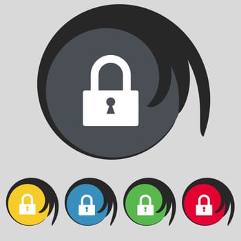 Lock sign icon. Locker symbol. Set colourful buttons. illustration
