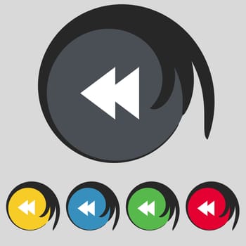 multimedia sign icon. Player navigation symbol. Set colour buttons. illustration