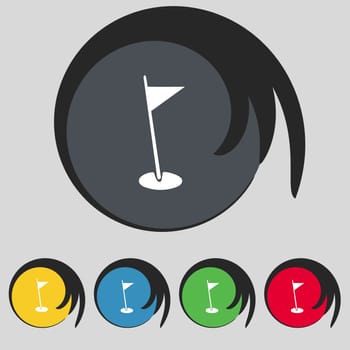 flag hole sign icon. Sport symbol. Set colour buttons. illustration