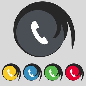 Phone sign icon. Support symbol. Call center. Set colourful buttons illustration