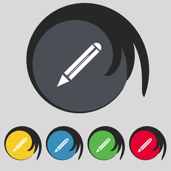 Pencil sign icon. Edit content button. Set colur buttons. illustration