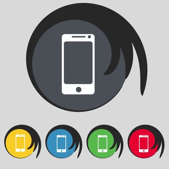 Smartphone sign icon. Support symbol. Call center. Set colur buttons illustration