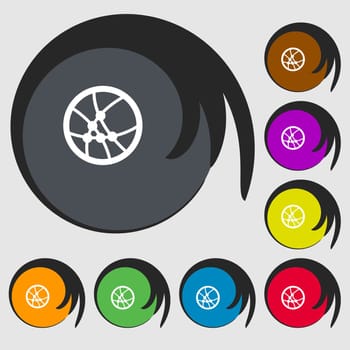 Basketball icon sign. Symbols on eight colored buttons. illustration