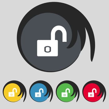 Lock sign icon. Locker symbol. Set colur buttons. illustration