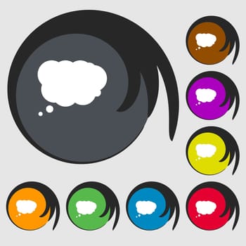 Cloud sign icon. Data storage symbol. Symbols on eight colored buttons. illustration