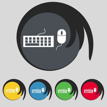 Computer keyboard and mouse Icon. Set colourful buttons. illustration