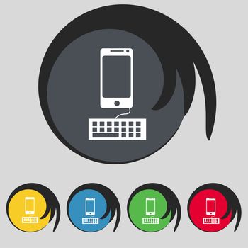 Computer keyboard and smatphone Icon. Set colourful buttons. illustration
