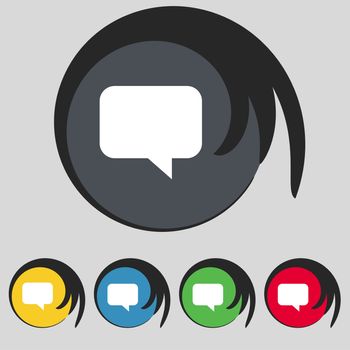 speech bubble, Chat think icon sign. Symbol on five colored buttons. illustration
