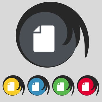 Text file icon sign. Symbol on five colored buttons. illustration