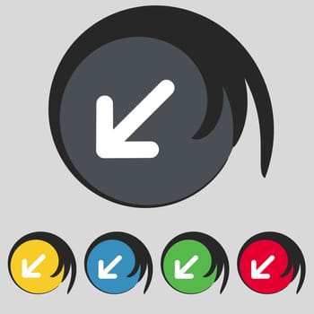 turn to full screenicon sign. Symbol on five colored buttons. illustration