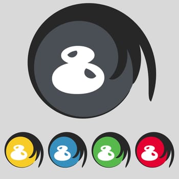 number Eight icon sign. Set of coloured buttons. illustration