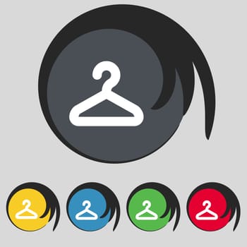 Hanger icon sign. Symbol on five colored buttons. illustration