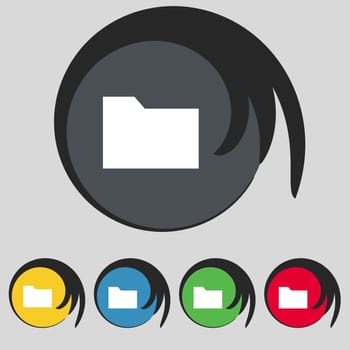 Document folder icon sign. Symbol on five colored buttons. illustration